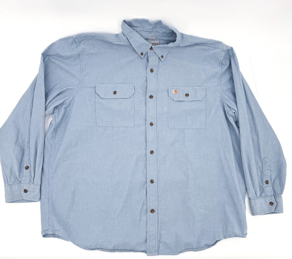 Carhartt Shirt Mens 2XL Blue Original Fit Long Sleeve Button Down 104368